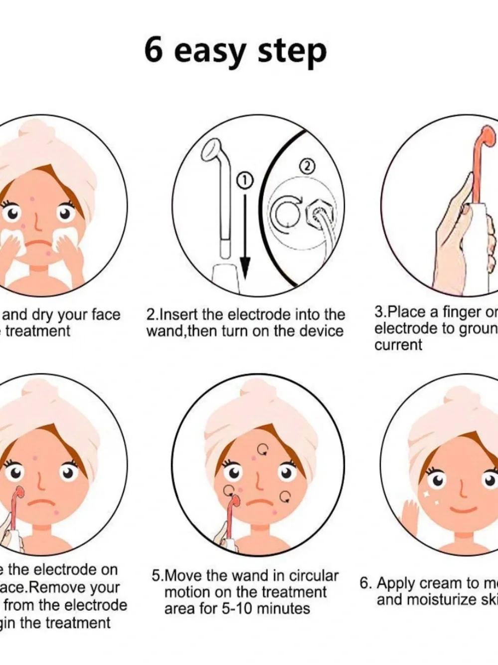 White High F Rrequency Skin Care Wand Portable Machine with 7 Different Tubes
